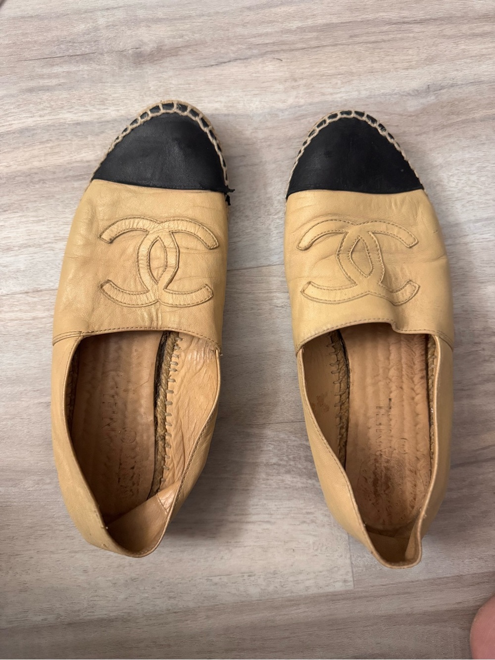 CHANEL Black & Tan Espadrilles